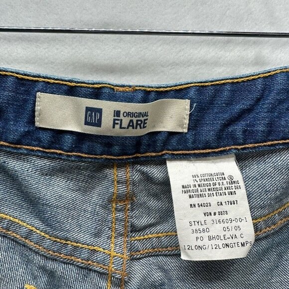 GAP Jeans Womens Sz 12Long Original Flare Medium Washed Denim Cotton Blend Blue - Picture 7 of 10